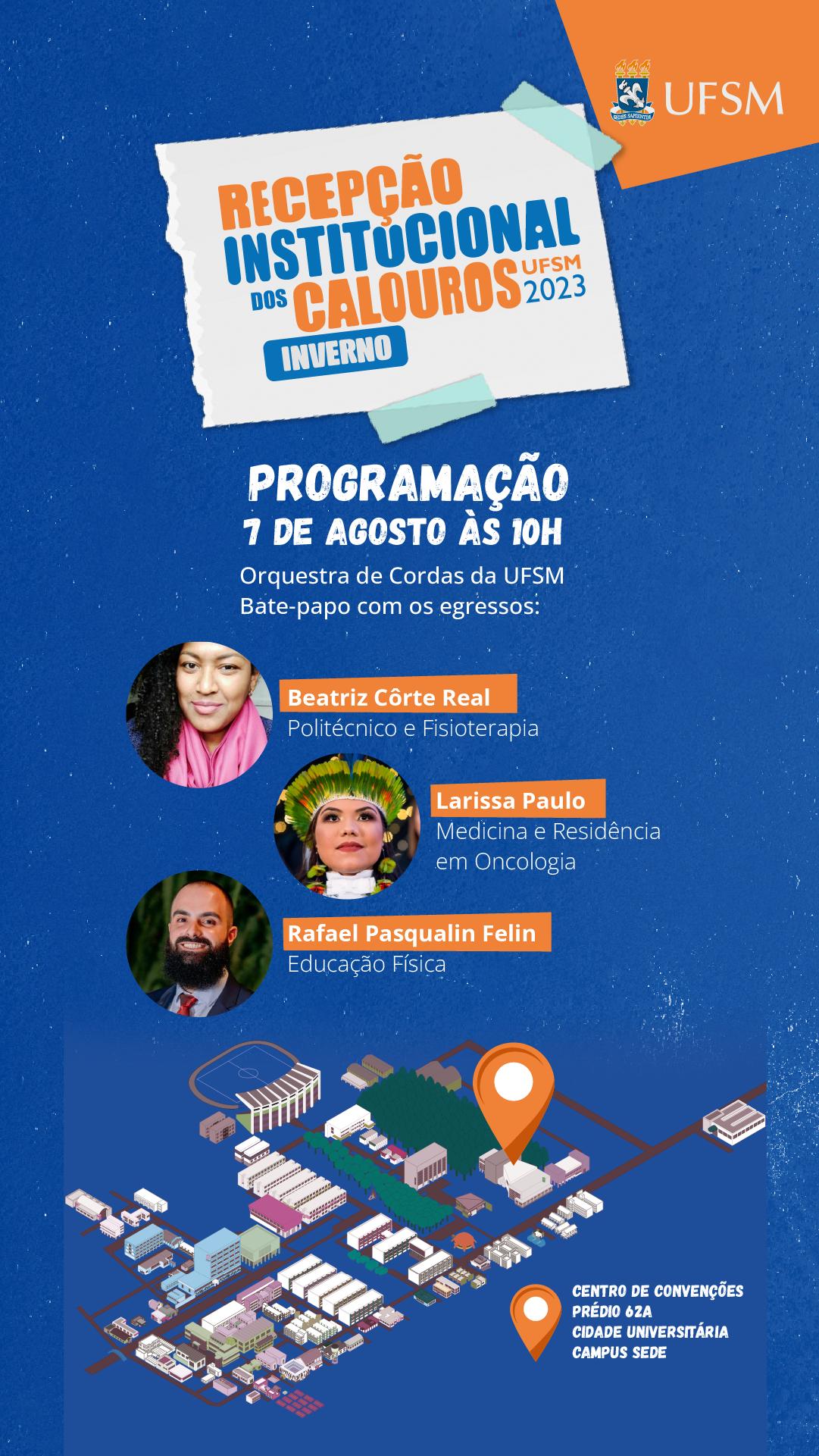 Programação Geral Recepção da recepçãom em formato Story. Apesanta as mesmas informações apresentadas de forma textual.