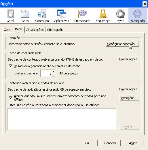No menu opções