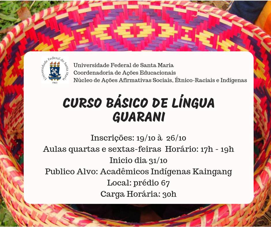 Arte com as informações sobre o curso sobre fundo indígena