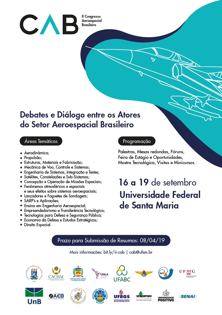 Arte com informações sobre o 2º Congresso Aeroespacial Brasileiro